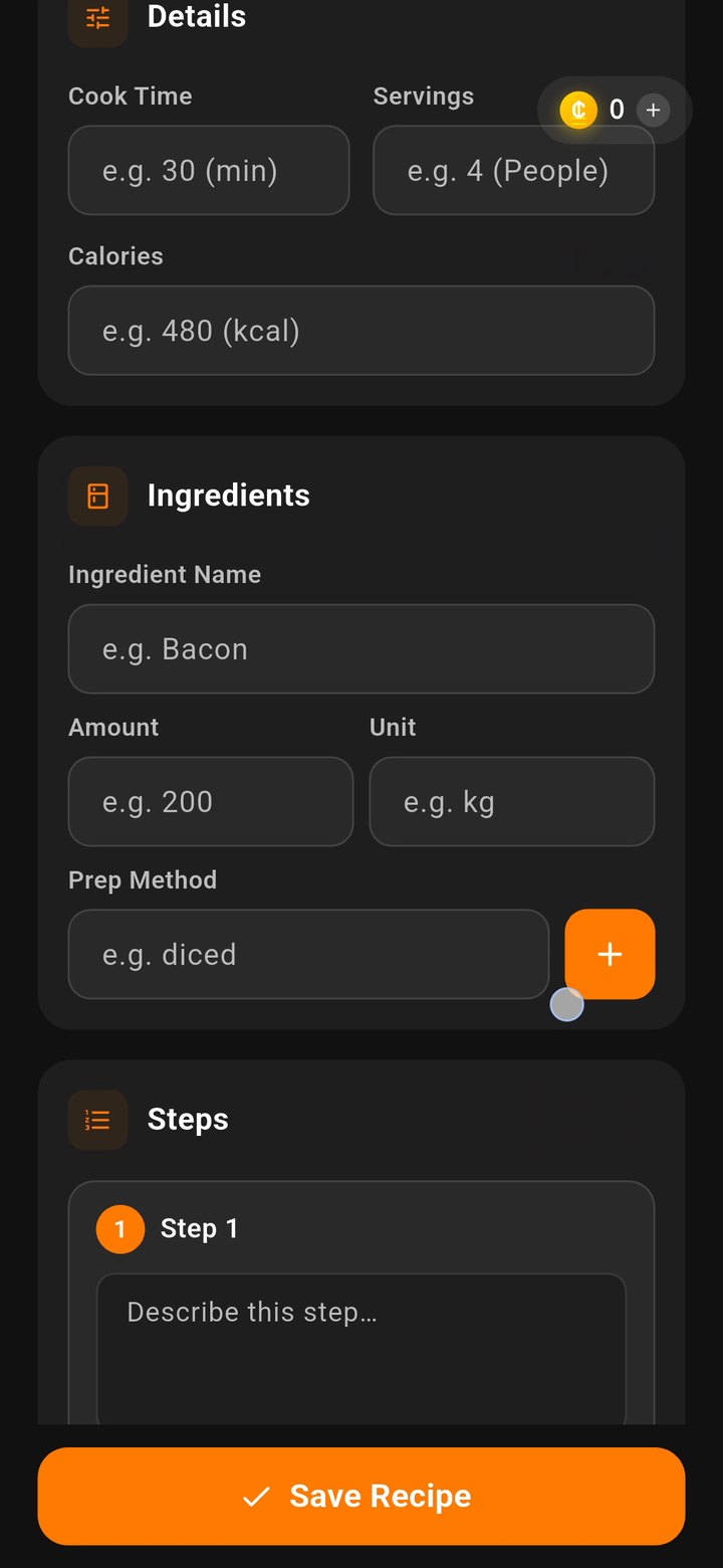 Add custom recipe form