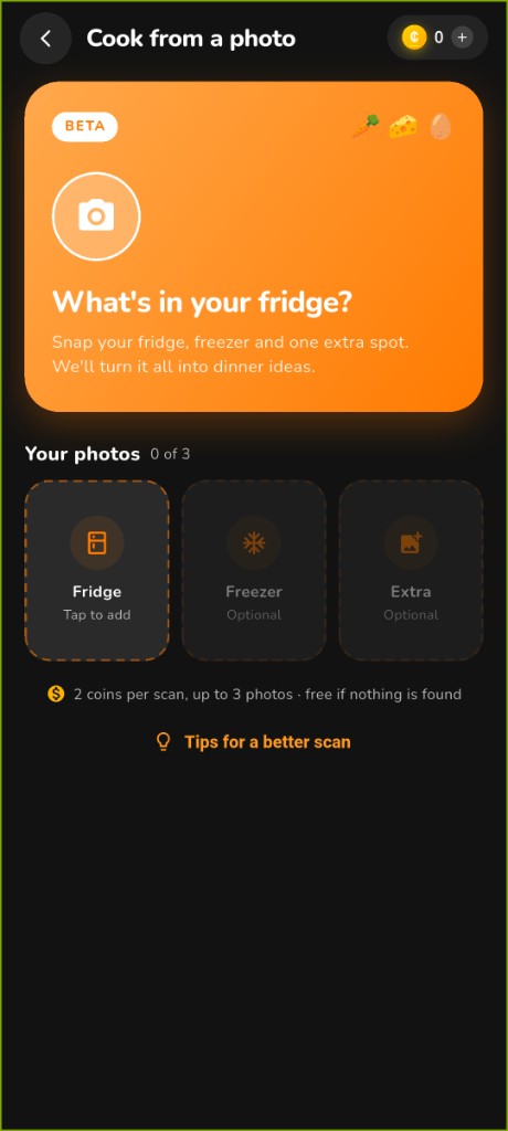 Cook from a photo in dark mode