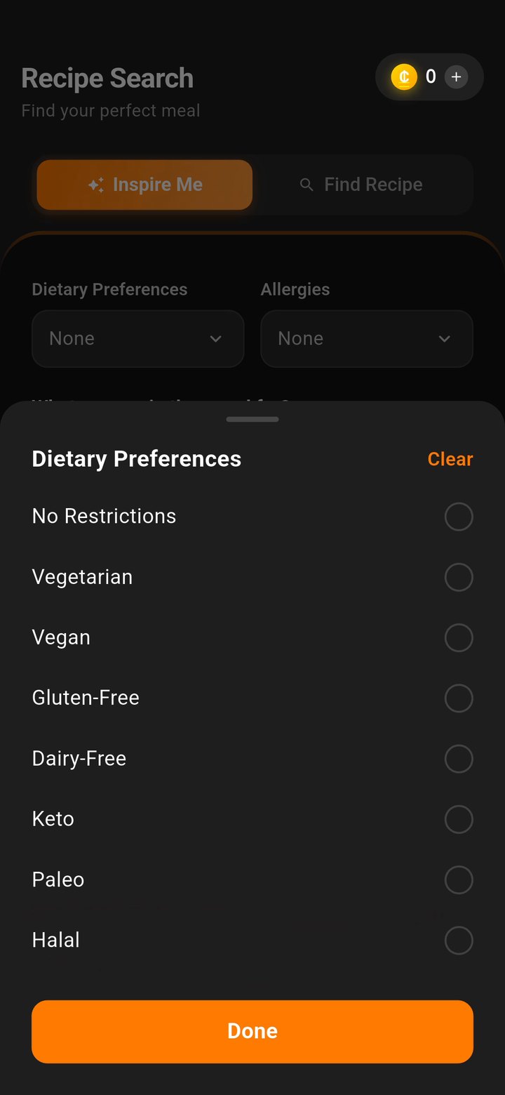 Dietary preferences sheet